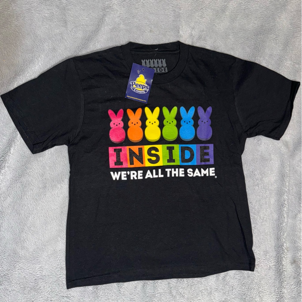 Peeps Short Sleeve Kids Tee with Rainbow Peeps, Youth Small
